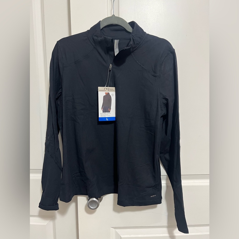 Mondetta Black Ribbed Zip-Up Jacket